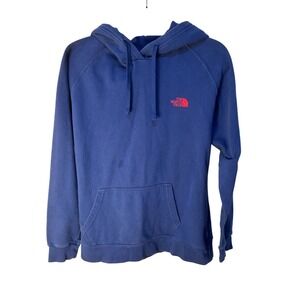 The North Face Floral Graphic Hoodie Blue Women's Large Raglan Poppy Back Print